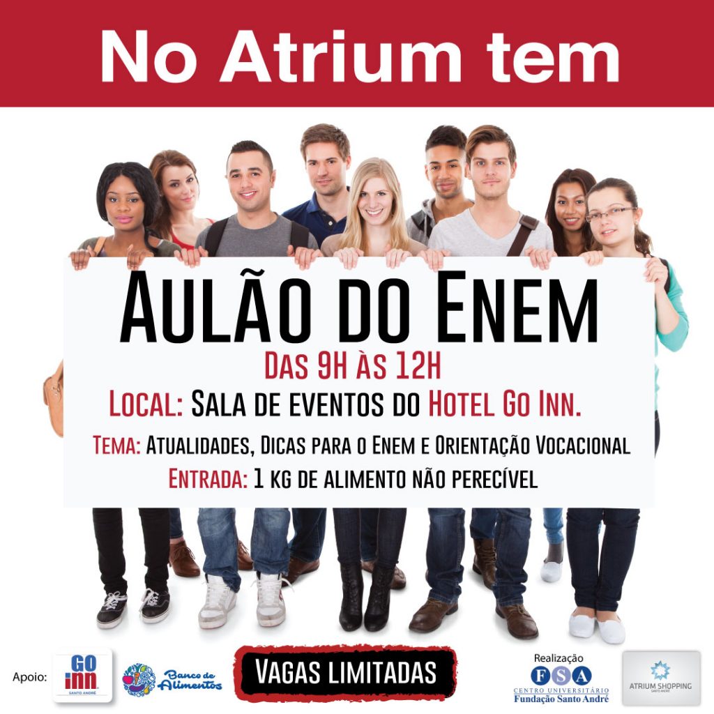 Atrium Shopping realiza aulão do Enem