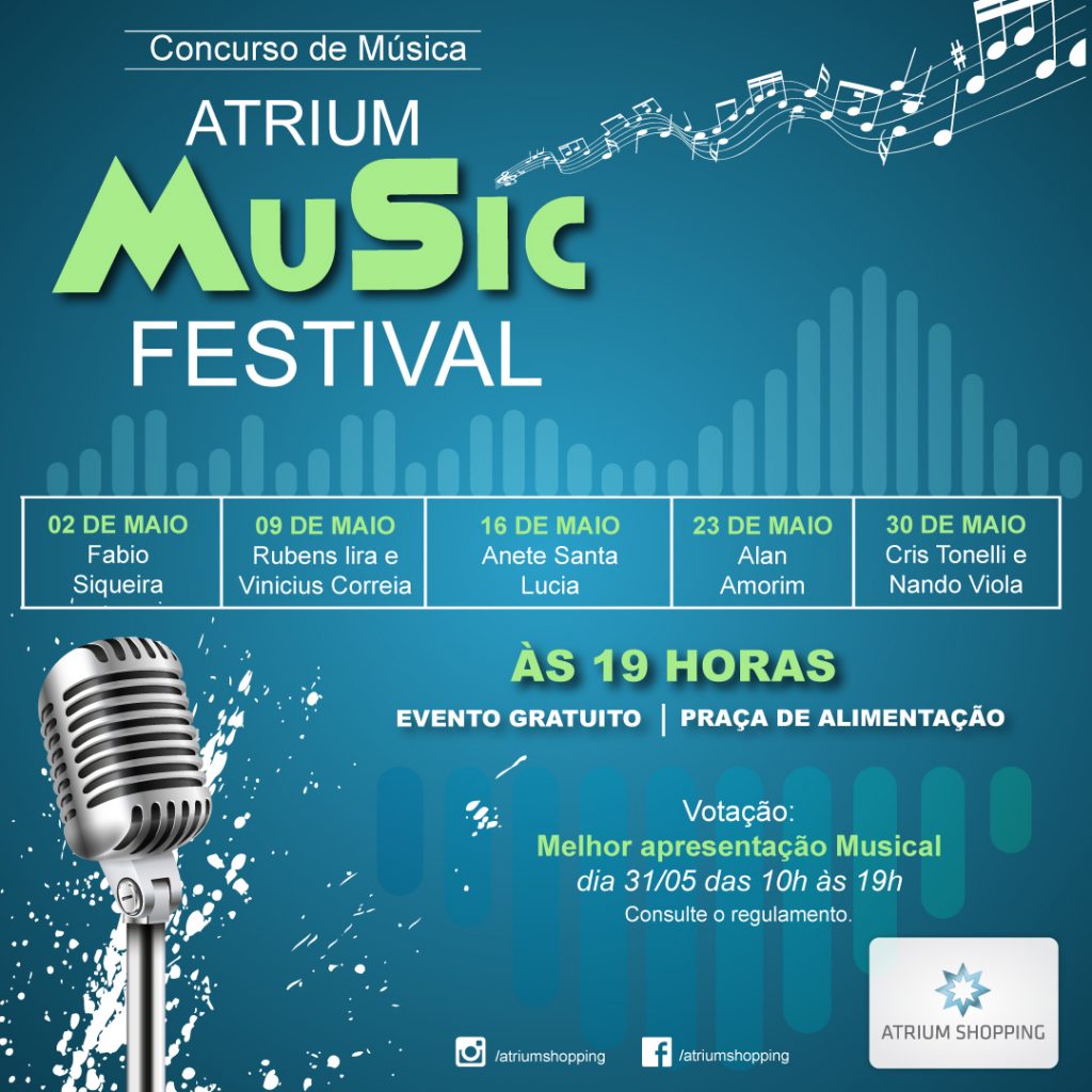 Atrium Shopping lança Quintas Musicais, abre espaço para artistas e elege com o público os melhores de cada mês