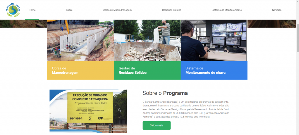 Programa Sanear Santo André ganha website exclusivo