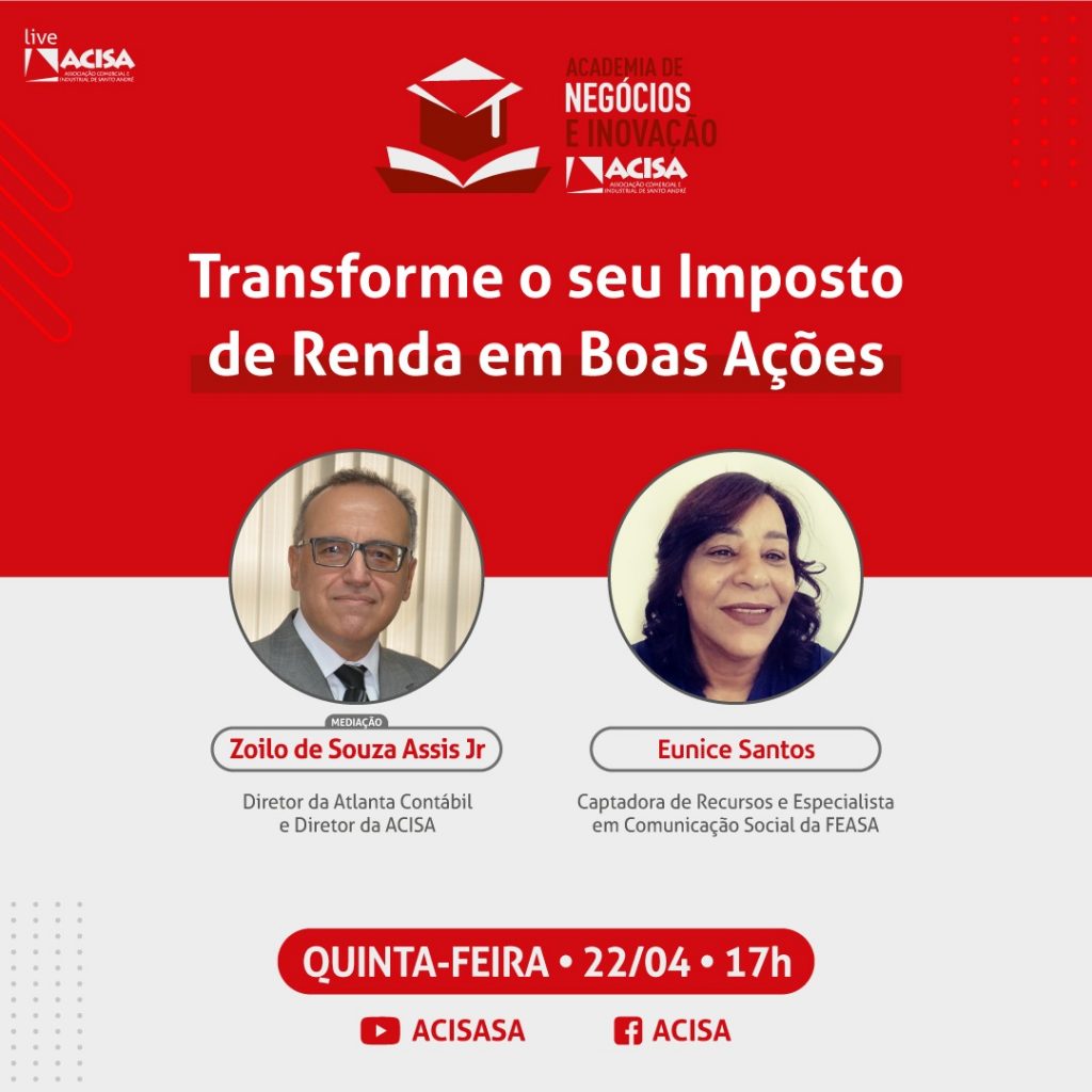 Live ensinará como transformar seu imposto de renda em boas ações