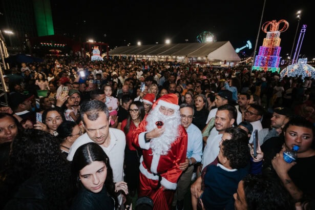 Emoção, luzes e Papai Noel de rapel marcam o lançamento do Natal Iluminado em São Bernardo