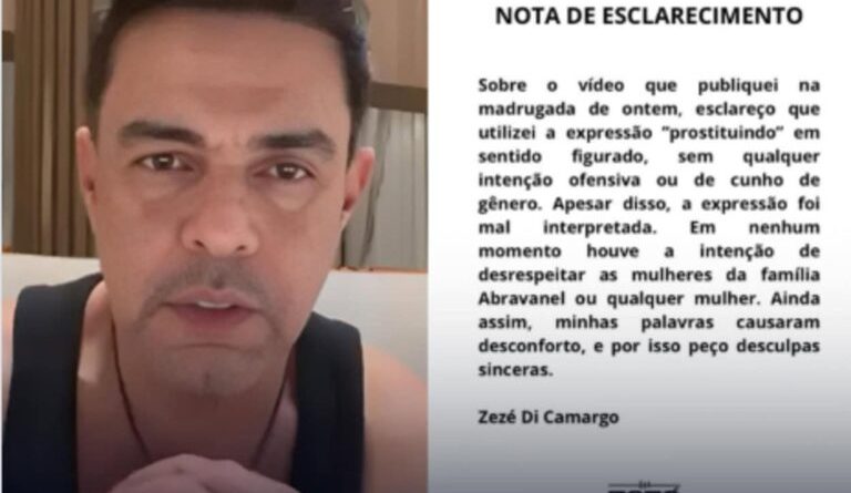 Zezé Di Camargo se retrata por termo usado em críticas às filhas de Silvio Santos
