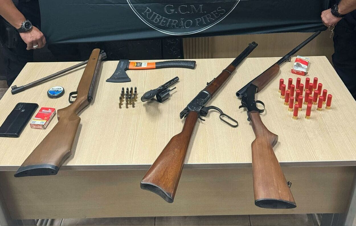 GCM e Polícia Civil prendem homem por violência doméstica e porte ilegal em Ribeirão Pires