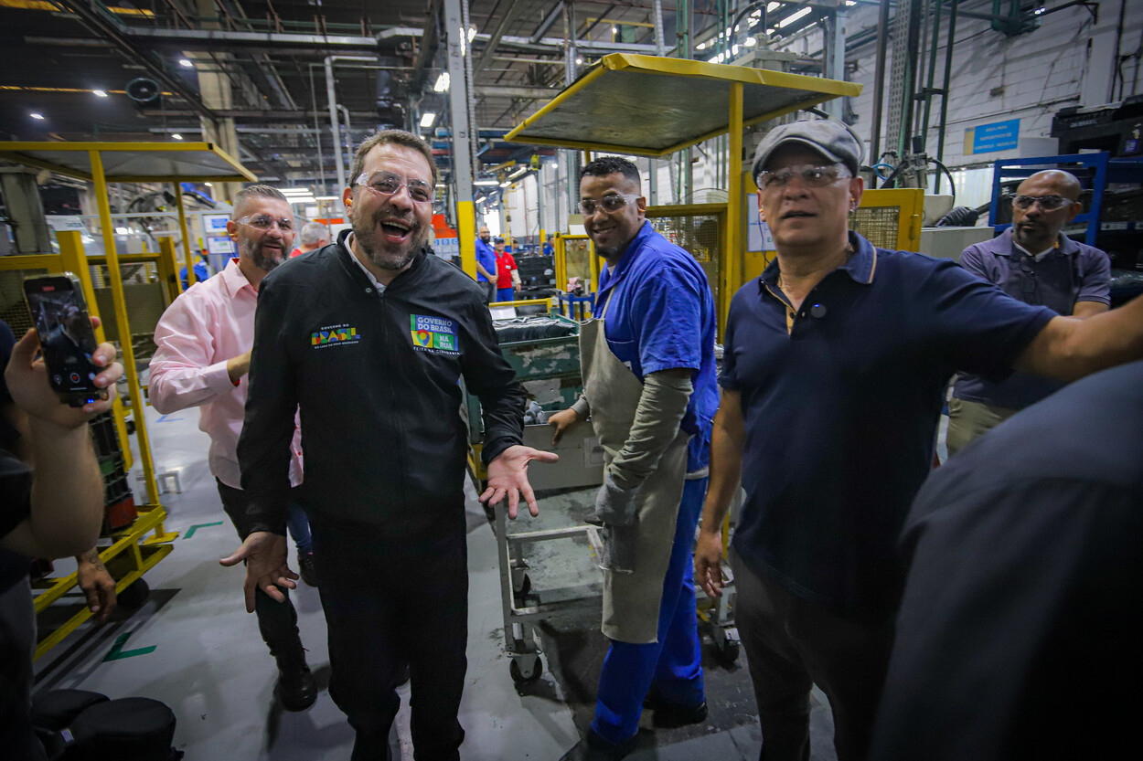 Ministro-chefe da Secretária-Geral da Presidência da República, Boulos, esteve na manhã desta segunda-feira na fábrica da autopeças Delga