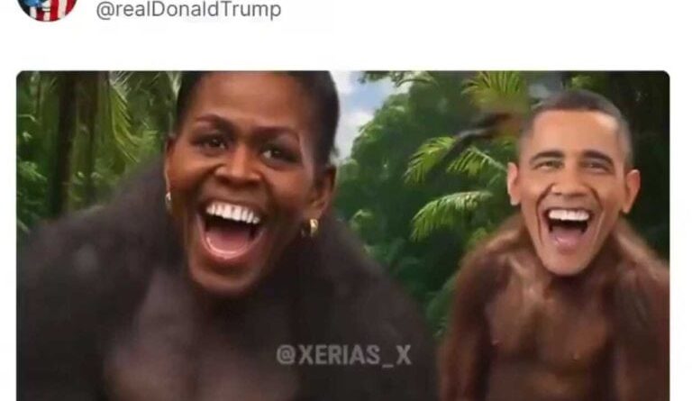 Trump compartilha vídeo com conteúdo racista contra o casal Obama