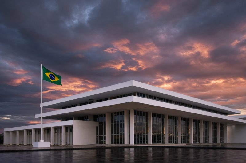 Palácio do Planalto em Brasília com bandeira nacional ao fundo (imagem ilustrativa)