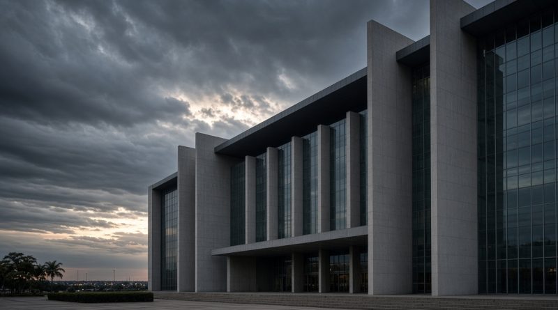 Fachada do Superior Tribunal de Justiça em Brasília com céu nublado (imagem ilustrativa)