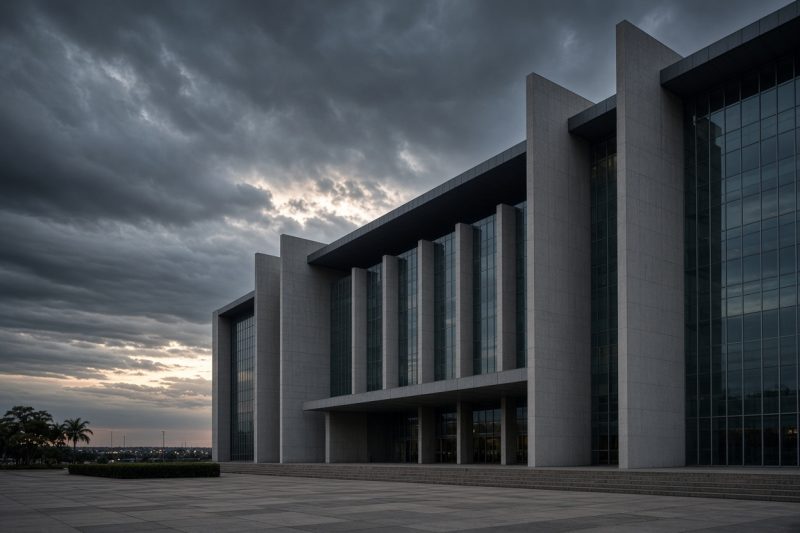 Fachada do Superior Tribunal de Justiça em Brasília com céu nublado (imagem ilustrativa)