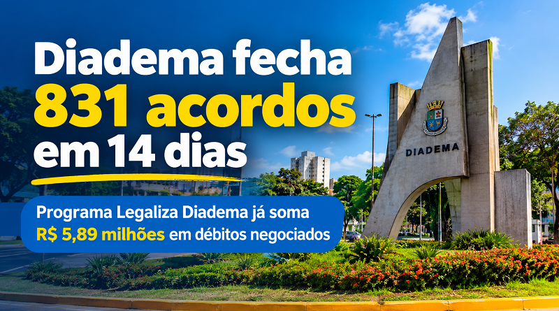 Diadema fecha 831 acordos em 14 dias