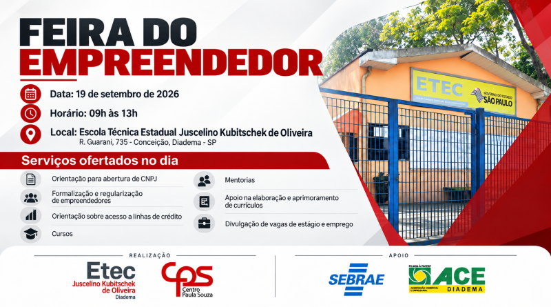 Etec de Diadema promove Feira de Empreendedorismo neste sábado