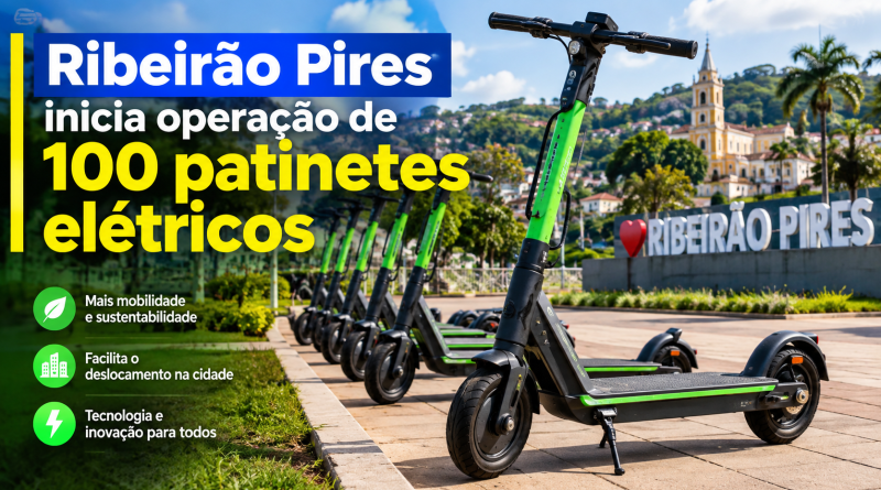 Ribeirão Pires inicia operação de 100 patinetes elétricos