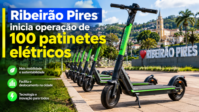 Ribeirão Pires inicia operação de 100 patinetes elétricos
