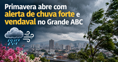 Primavera abre com alerta de chuva forte e vendaval no Grande ABC