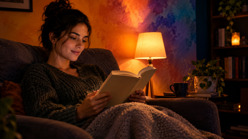 Por que tela preta conforta e livro preto cansa? O truque da luz indireta que salva sua visão à noite